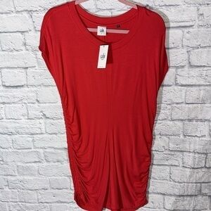 Cabi Love Whistle Tunic Stretch Ruched Elastic Side Cap Sleeve Soft Fitted Dress